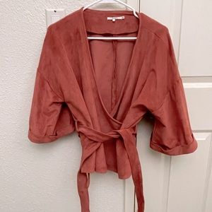 Belted mute pink jacket faux suede super soft